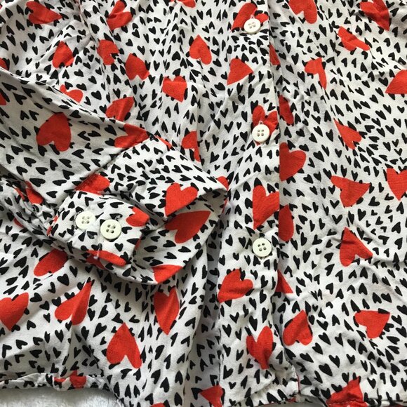 Asos Heart Button Up Shirt Women's 12 Long Sleeves 100% Viscose Lightweight NEW - Picture 6 of 9